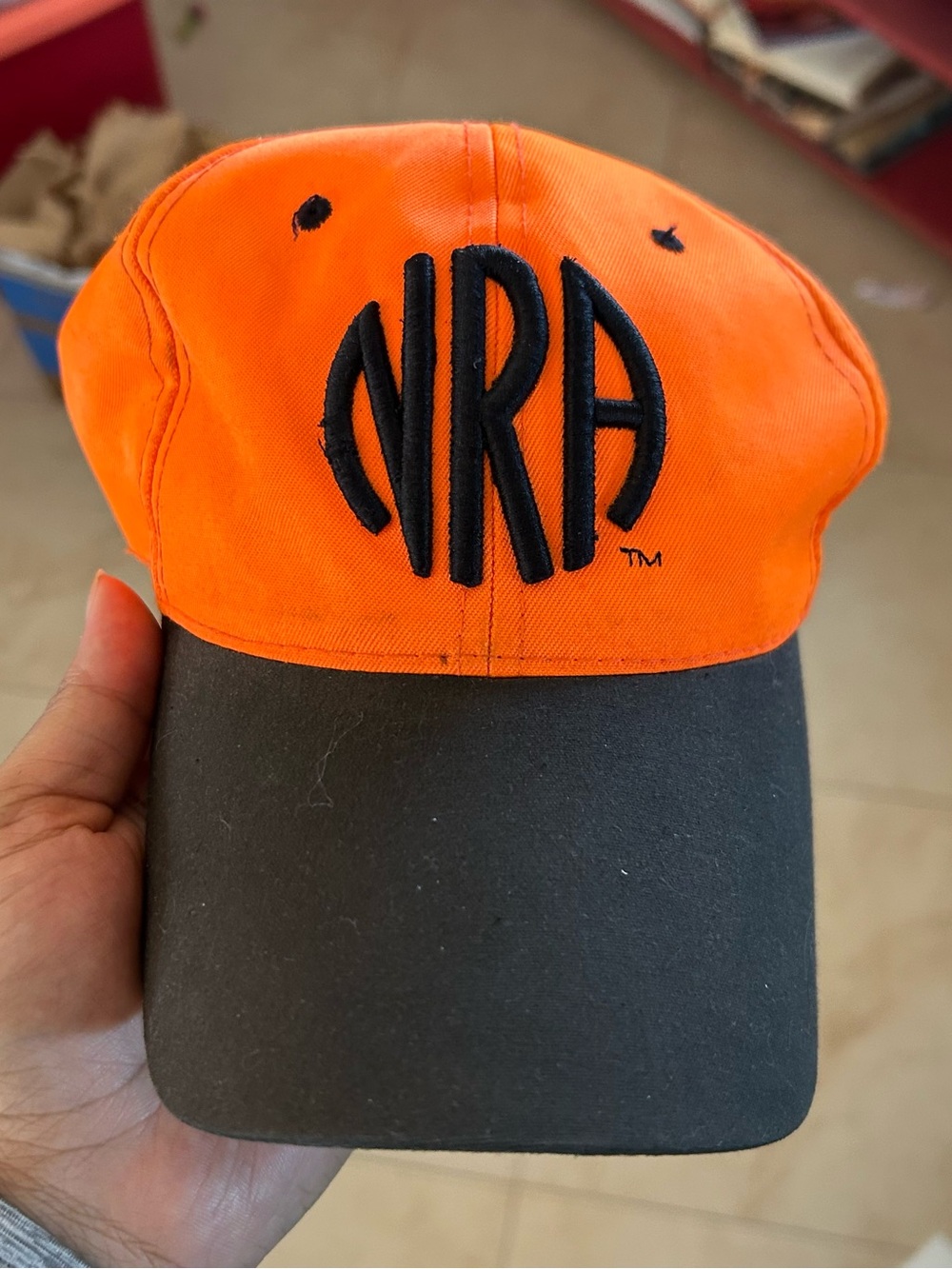 National nra hat strapback orange black mens Osfm #94